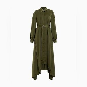 All Saints Dark Green Long Sleeve Dress